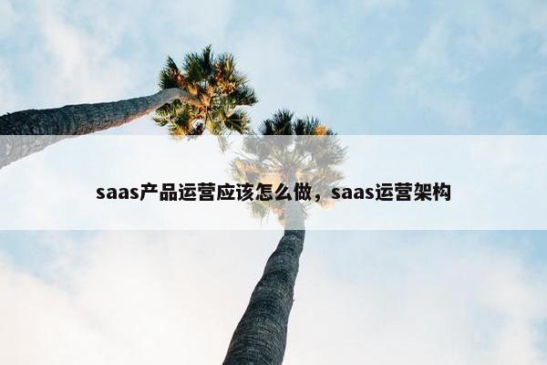 saas产品运营应该怎么做，saas运营架构