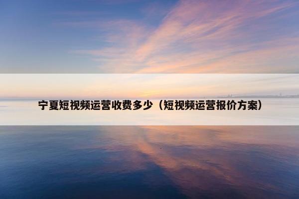 宁夏短视频运营收费多少（短视频运营报价方案）