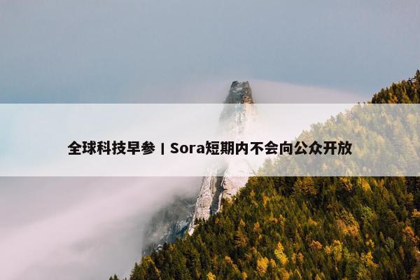 全球科技早参丨Sora短期内不会向公众开放