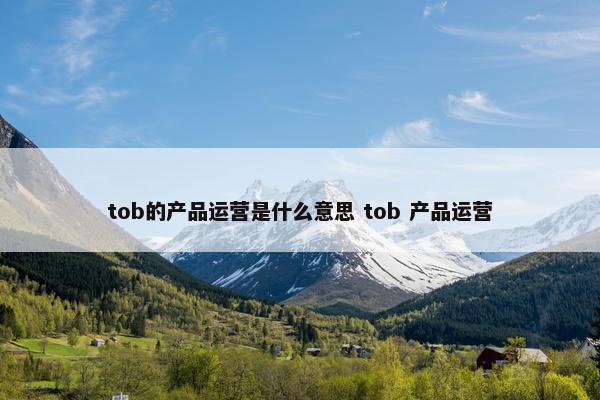 tob的产品运营是什么意思 tob 产品运营