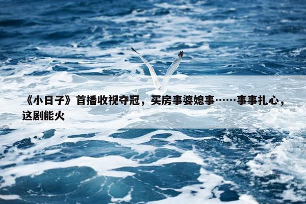 《小日子》首播收视夺冠，买房事婆媳事……事事扎心，这剧能火