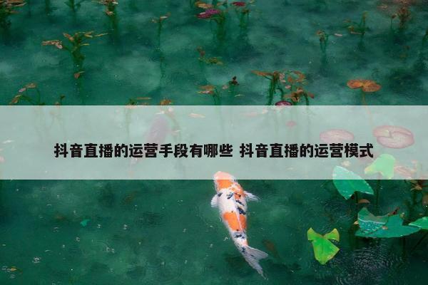 抖音直播的运营手段有哪些 抖音直播的运营模式