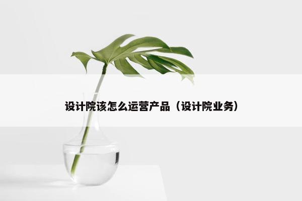 设计院该怎么运营产品（设计院业务）