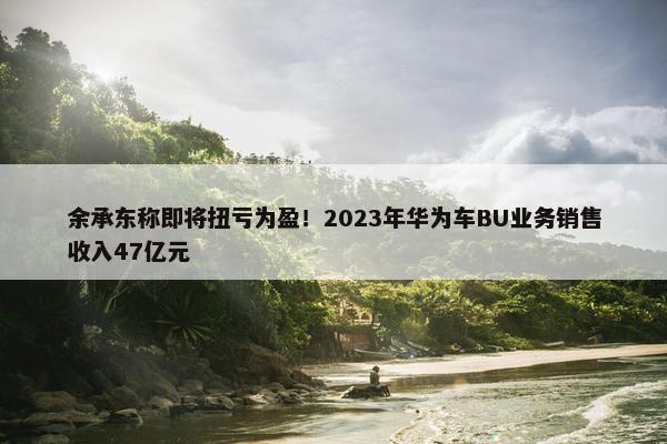 余承东称即将扭亏为盈！2023年华为车BU业务销售收入47亿元