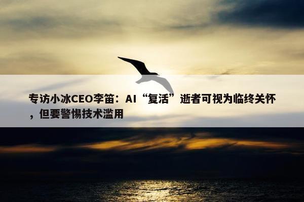专访小冰CEO李笛：AI“复活”逝者可视为临终关怀，但要警惕技术滥用