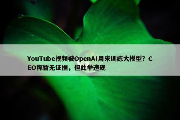 YouTube视频被OpenAI用来训练大模型？CEO称暂无证据，但此举违规