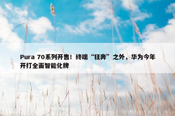 Pura 70系列开售！终端“狂奔”之外，华为今年开打全面智能化牌