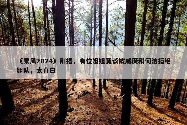 《乘风2024》刚播，有位姐姐竟谈被戚薇和何洁拒绝组队，太直白