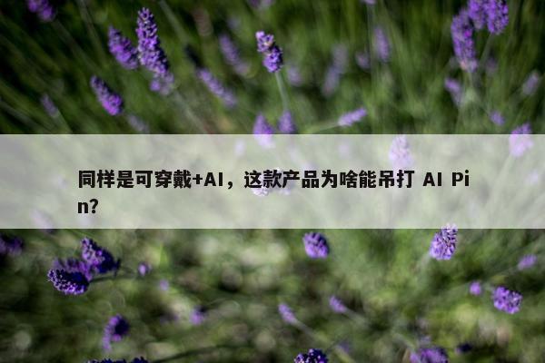 同样是可穿戴+AI，这款产品为啥能吊打 AI Pin？