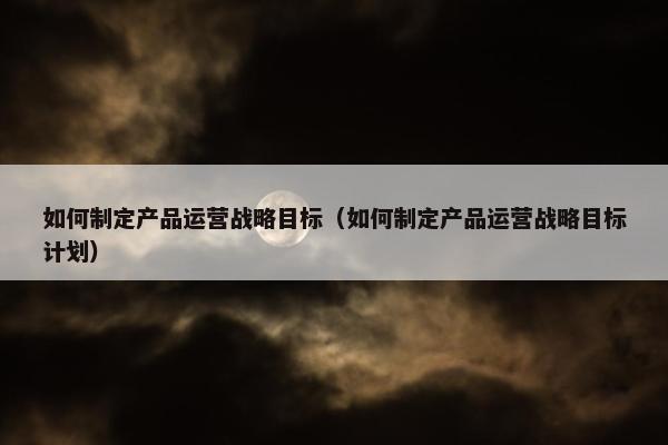 如何制定产品运营战略目标（如何制定产品运营战略目标计划）