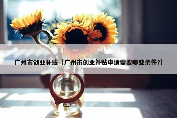 广州市创业补贴（广州市创业补贴申请需要哪些条件?）