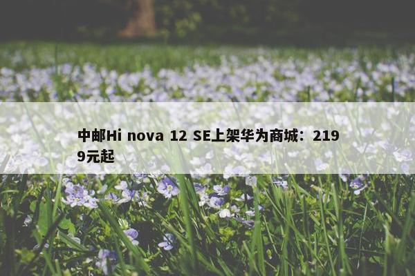 中邮Hi nova 12 SE上架华为商城：2199元起