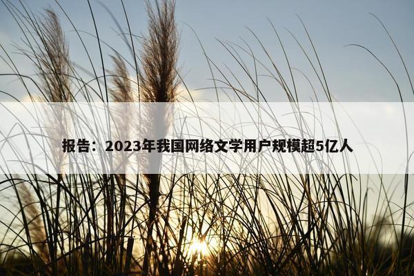 报告：2023年我国网络文学用户规模超5亿人