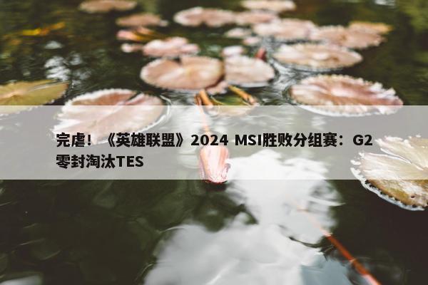 完虐！《英雄联盟》2024 MSI胜败分组赛：G2零封淘汰TES