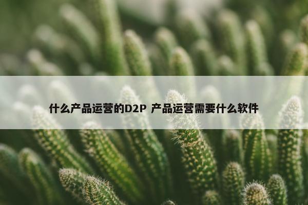 什么产品运营的D2P 产品运营需要什么软件