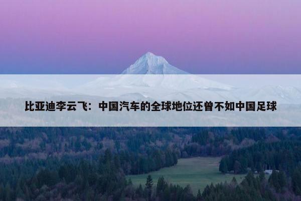 比亚迪李云飞：中国汽车的全球地位还曾不如中国足球