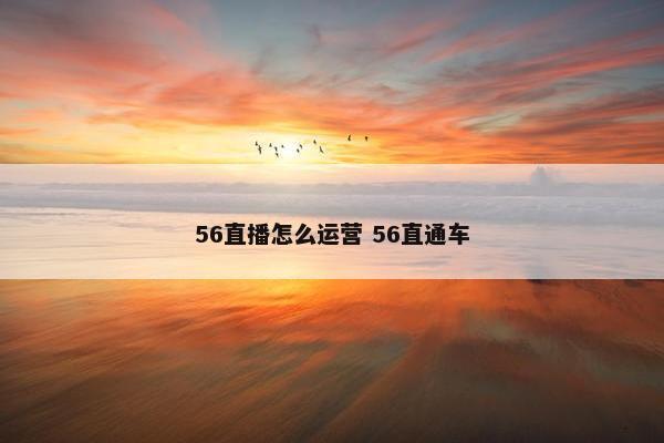 56直播怎么运营 56直通车