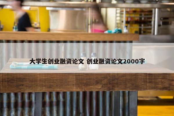 大学生创业融资论文 创业融资论文2000字