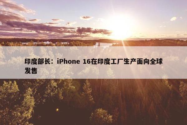 印度部长：iPhone 16在印度工厂生产面向全球发售