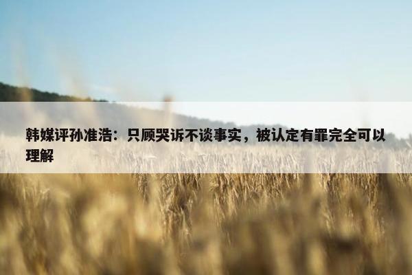 韩媒评孙准浩：只顾哭诉不谈事实，被认定有罪完全可以理解