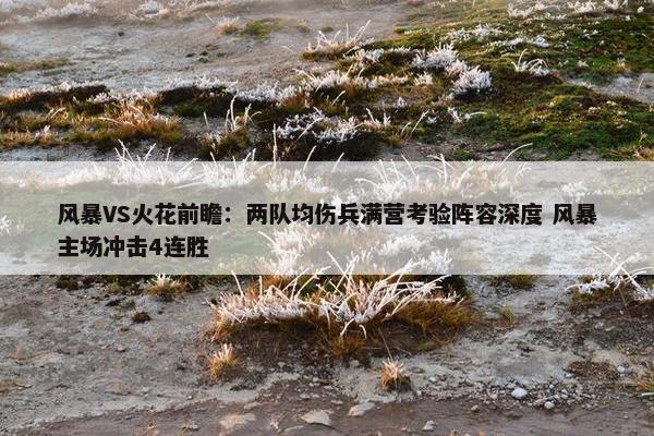 风暴VS火花前瞻：两队均伤兵满营考验阵容深度 风暴主场冲击4连胜