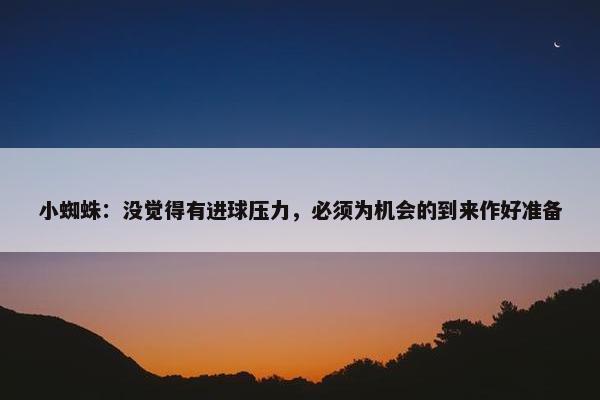 小蜘蛛：没觉得有进球压力，必须为机会的到来作好准备