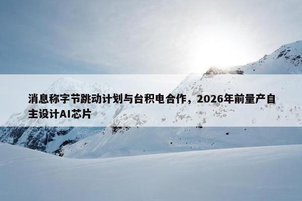 消息称字节跳动计划与台积电合作，2026年前量产自主设计AI芯片