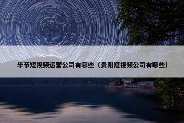 毕节短视频运营公司有哪些（贵阳短视频公司有哪些）