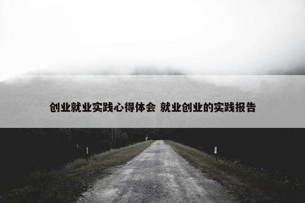 创业就业实践心得体会 就业创业的实践报告