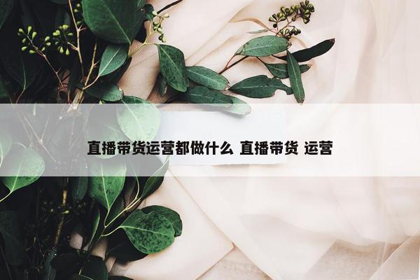 直播带货运营都做什么 直播带货 运营