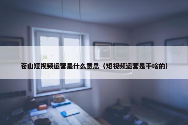 苍山短视频运营是什么意思（短视频运营是干啥的）