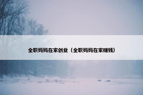 全职妈妈在家创业（全职妈妈在家赚钱）