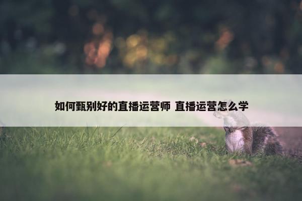 如何甄别好的直播运营师 直播运营怎么学