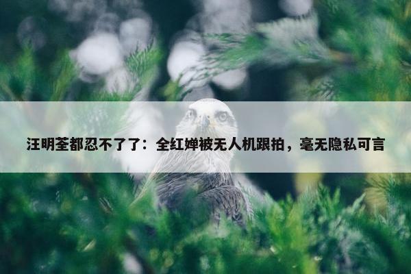 汪明荃都忍不了了：全红婵被无人机跟拍，毫无隐私可言