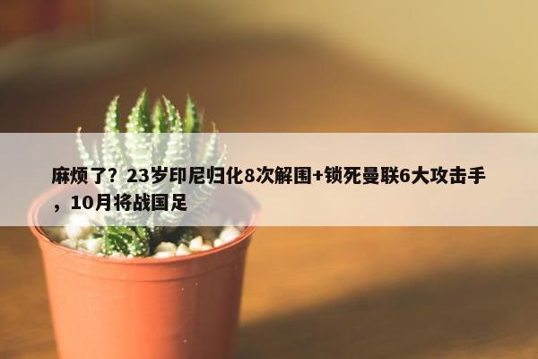 麻烦了？23岁印尼归化8次解围+锁死曼联6大攻击手，10月将战国足