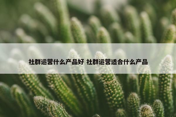 社群运营什么产品好 社群运营适合什么产品