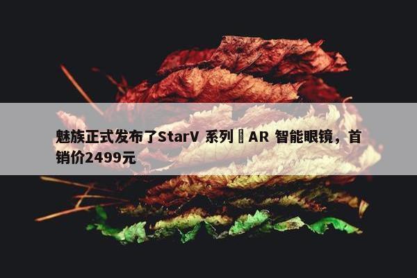 魅族正式发布了StarV 系列 AR 智能眼镜，首销价2499元