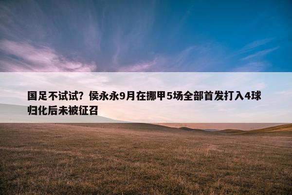 国足不试试？侯永永9月在挪甲5场全部首发打入4球 归化后未被征召