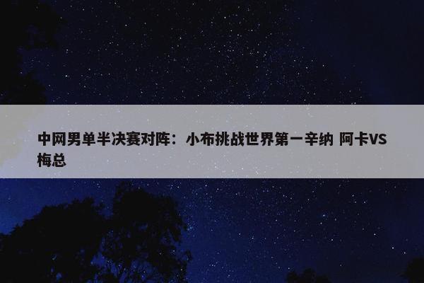 中网男单半决赛对阵：小布挑战世界第一辛纳 阿卡VS梅总