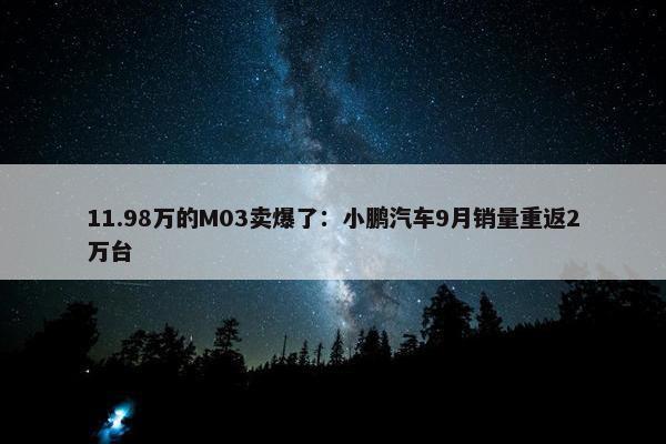 11.98万的M03卖爆了：小鹏汽车9月销量重返2万台