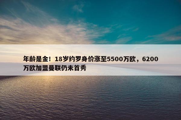 年龄是金！18岁约罗身价涨至5500万欧，6200万欧加盟曼联仍未首秀