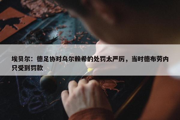 埃贝尔：德足协对乌尔赖希的处罚太严厉，当时德布劳内只受到罚款