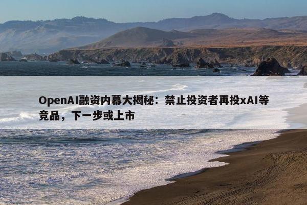 OpenAI融资内幕大揭秘：禁止投资者再投xAI等竞品，下一步或上市