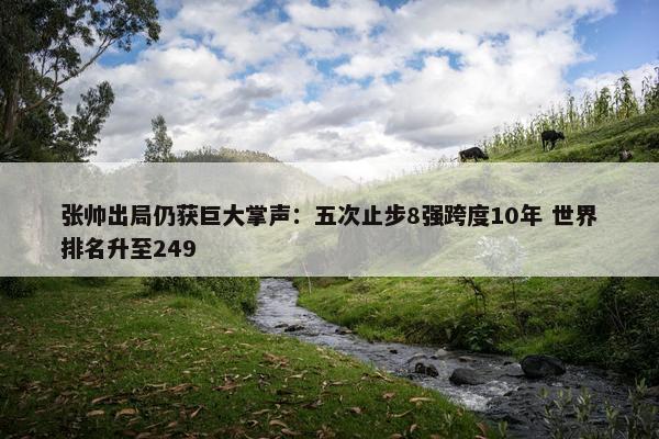 张帅出局仍获巨大掌声：五次止步8强跨度10年 世界排名升至249