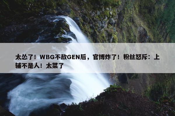 太怂了！WBG不敌GEN后，官博炸了！粉丝怒斥：上辅不是人！太菜了