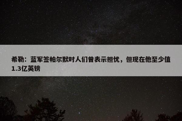 希勒：蓝军签帕尔默时人们曾表示担忧，但现在他至少值1.3亿英镑