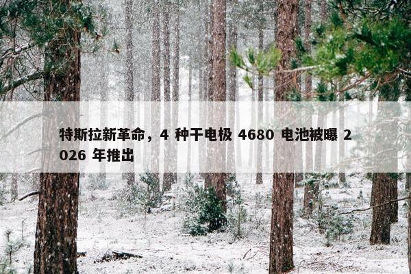 特斯拉新革命，4 种干电极 4680 电池被曝 2026 年推出