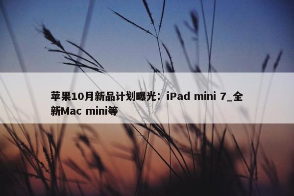 苹果10月新品计划曝光：iPad mini 7_全新Mac mini等