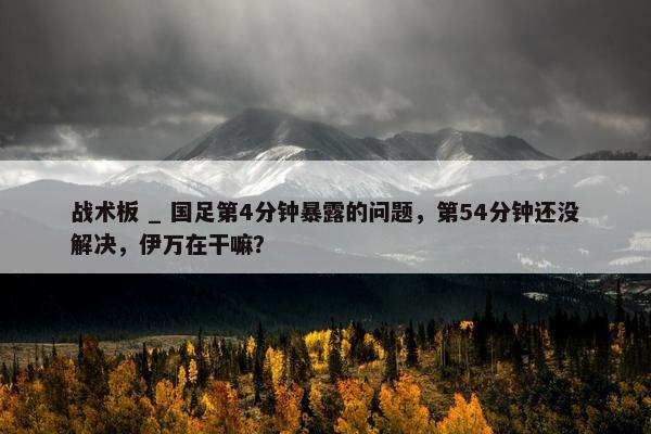 战术板 _ 国足第4分钟暴露的问题，第54分钟还没解决，伊万在干嘛？