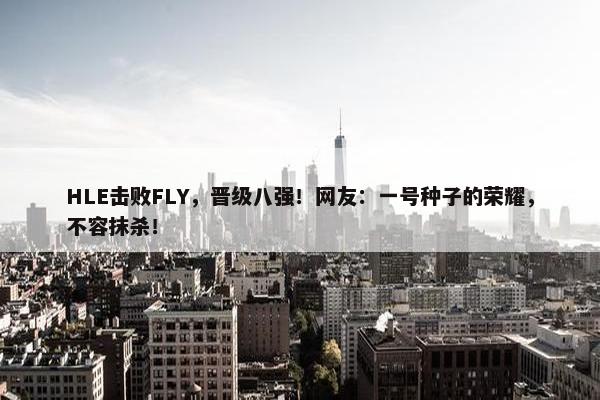 HLE击败FLY，晋级八强！网友：一号种子的荣耀，不容抹杀！